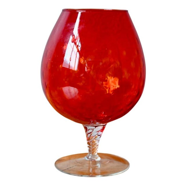 Glass Large Regency Empoli Faceted Glass Chalice Vase, 1970s For Sale - Image 7 of 7