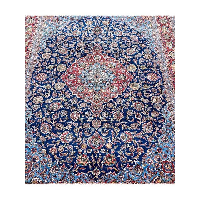 1960s 1960s Old Persian Kashan Masterpiece Rug 10’5″ X 13’9″ For Sale - Image 5 of 10