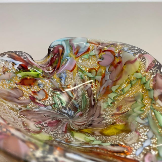 Multicolor Murano Glass Bowl Gold Flakes Shell Ashtray from Dino Martens, Italy, 1960s For Sale - Image 15 of 18