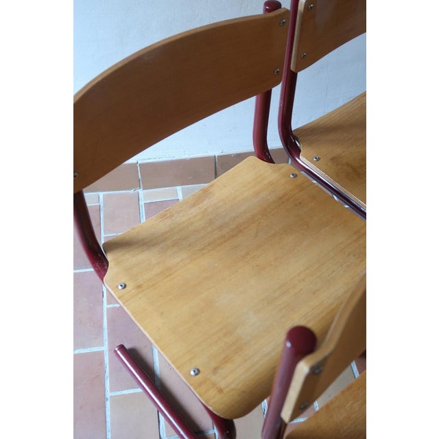 Wood Cantilever Chairs in Beech and Red Lacquered Steel by Randers Møbelfabrik, Denmark, 1960s, Set of 4 For Sale - Image 7 of 18