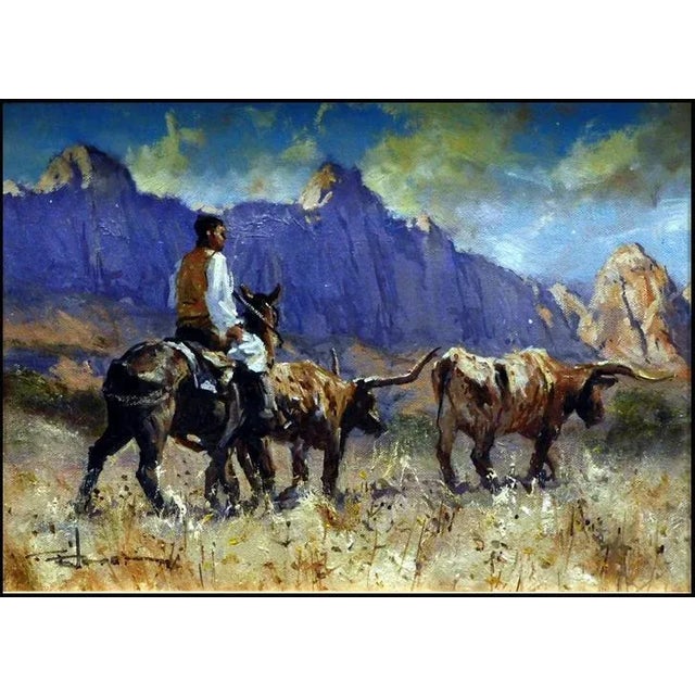 Impressionist Robert Hagan "Catching the Strays" Oil on Canvas Hand Signed For Sale - Image 3 of 5