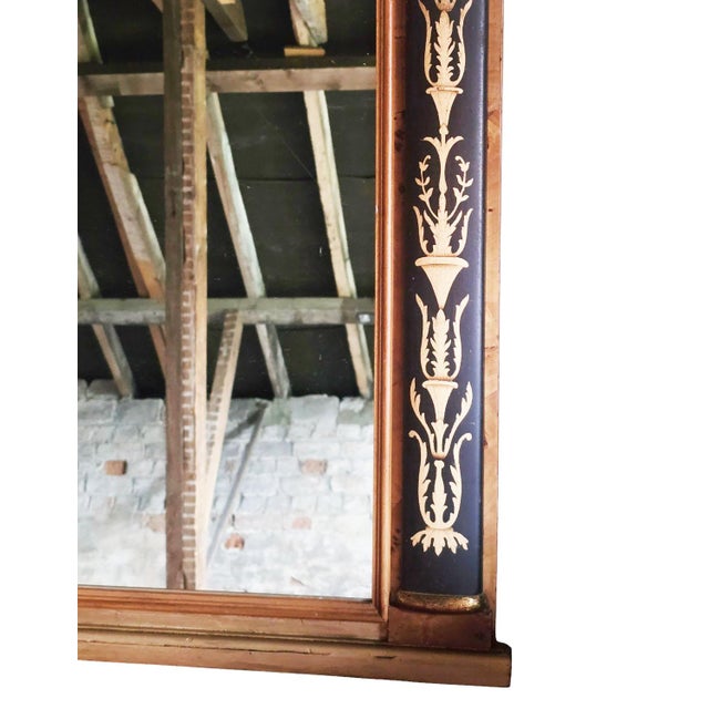 Glass Vintage Clasical Gilt Yew and Ebonised Overmantle Mirror, 1990s For Sale - Image 7 of 10