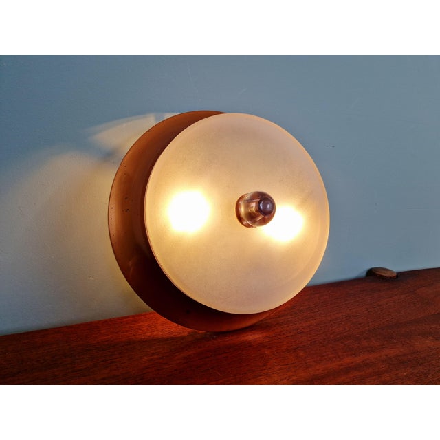 Art Deco Ceiling Light in Copper and Frosted Glass, 1930s For Sale - Image 4 of 18