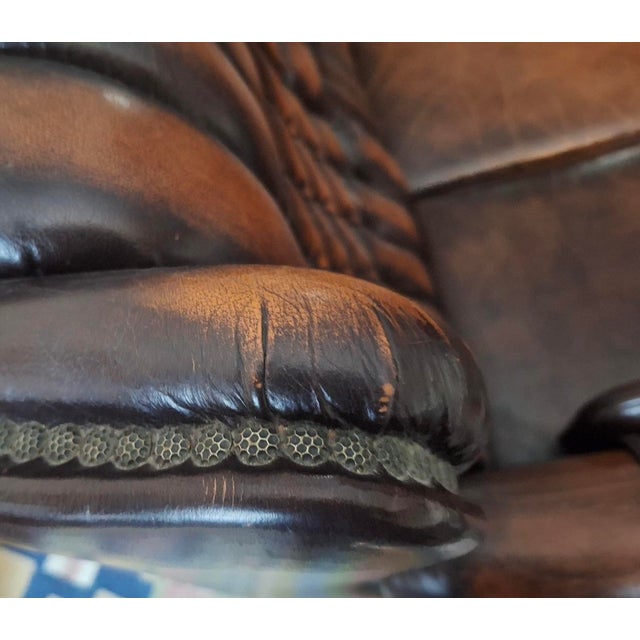 Animal Skin Chesterfield 3-Seater Sofa in Chestnut-Coloured Leather For Sale - Image 7 of 18