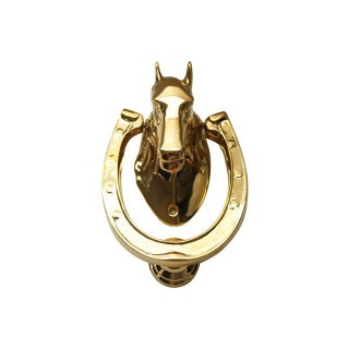 Solid Brass Horse Head Door Knocker For Sale