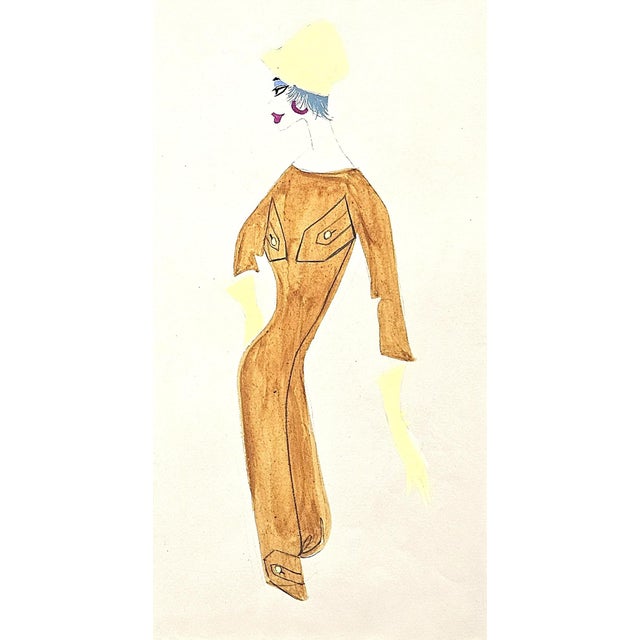 Set of 3- 1959 French Mid-Century Fashion Drawings-Whimsical For Sale - Image 4 of 4