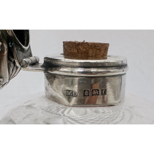 English Sterling Cut Glass & Sterling Perfume, Birmingham 1905, William Dudley, standing 6.5" hx 4.5" diameter. This...