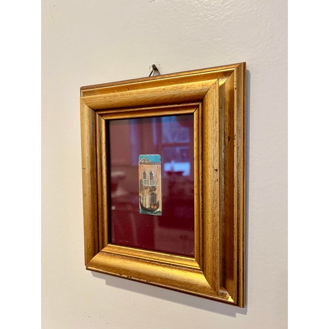 Mid Century Miniature Painting on Ivory Piano Key Venice Italy Lauro For Sale - Image 4 of 7