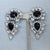 Vintage Signed Marie Ferre Rhodium Plated Faux-Onyx & Clear Rhinestone Chandelier Clip Earrings-2 Pieces For Sale In Philadelphia - Image 6 of 8
