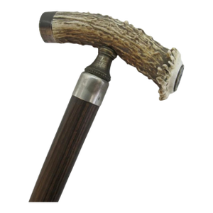 German Stag Antler Handle Walking Tippling Stick Cane With Hidden Cork Screw