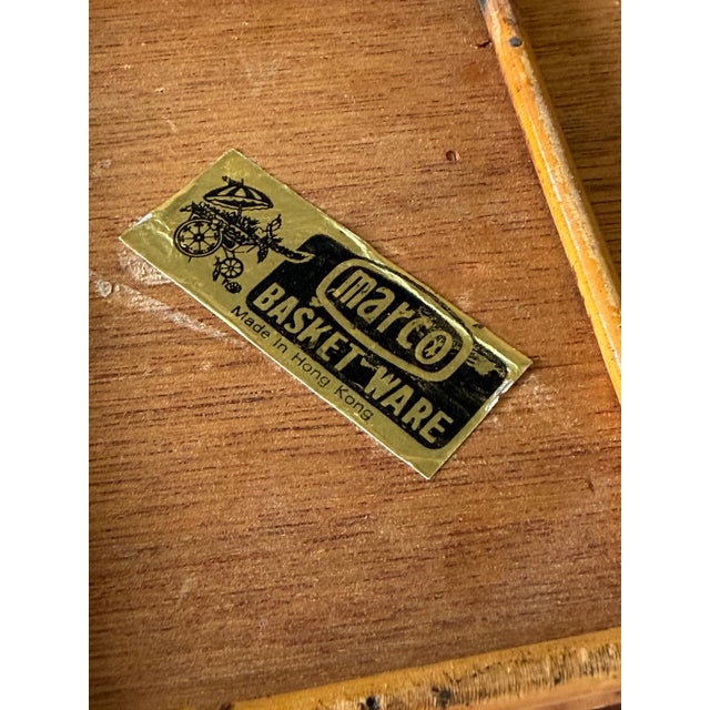 Brown Vintage Boho Coastal Pencil Reed Rattan Storage Basket Box by Marco Basketware For Sale - Image 8 of 11