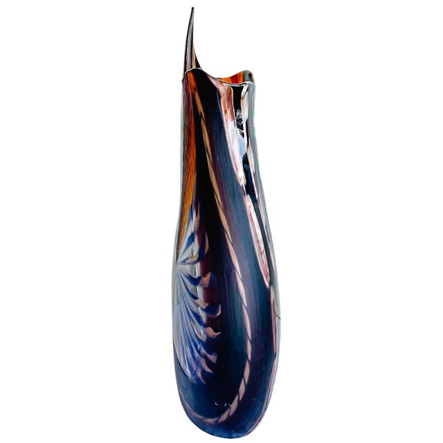Monumental Italian Murano Hand-Blown Glass Sculptural Spout Vase by Carlo Colizza (With Certificate of Authenticity) For Sale - Image 4 of 8