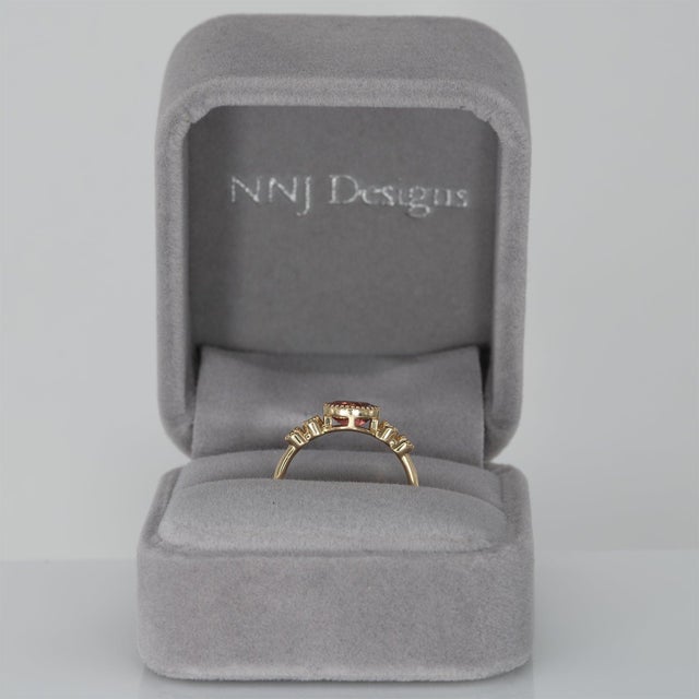 Padparadscha Sapphire Ring With Natural Diamond Accents: Solid 14k Gold, Size 6.75 For Sale - Image 4 of 10
