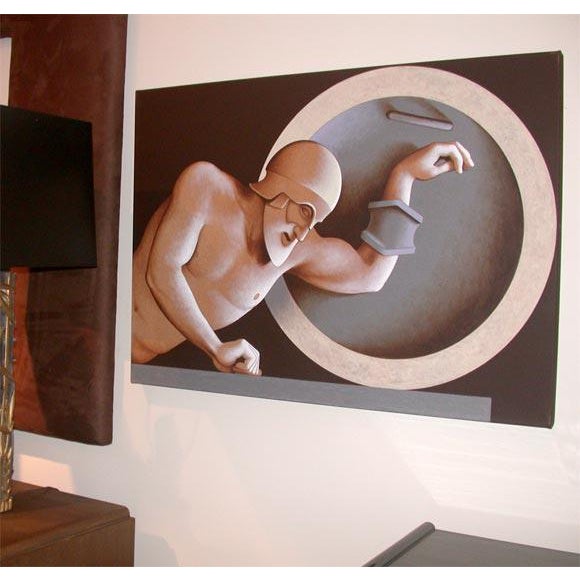 1990s "Fallen Greek Warrior" Realist Acrylic Painting by Lynn Curlee For Sale - Image 4 of 5