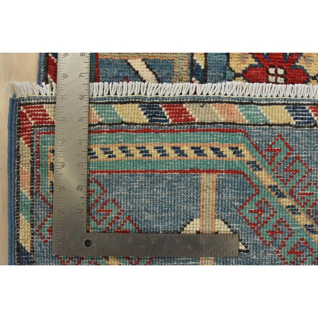 Kazak Runner 2’7” X 9’9” Blue Wool Tribal Hand-Knotted Oriental Rug For Sale - Image 13 of 13