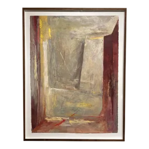 Late 20th Century Charles Battaglini Modern Abstract Oil Painting on Paper
