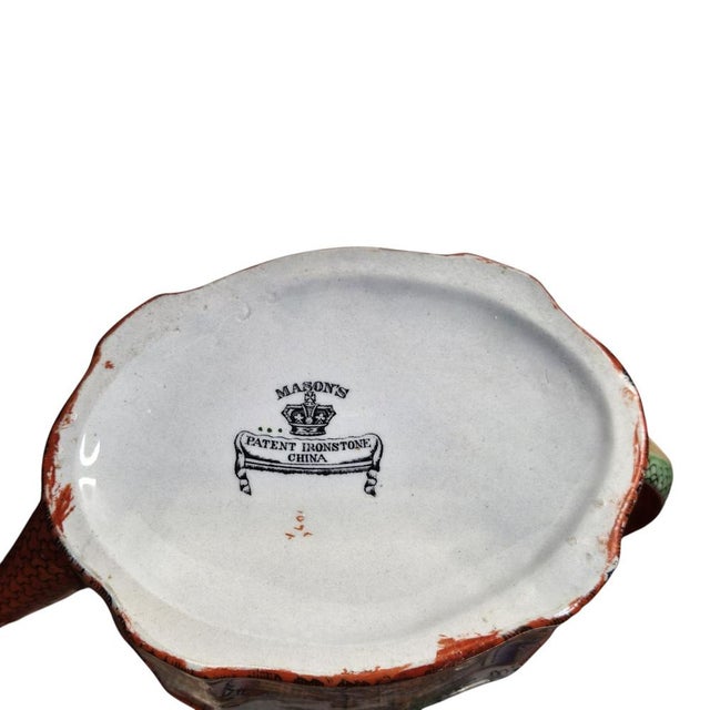 Patent Ironstone New Oval Teapot with Red Scale Conversation Decor, 1820-1830 For Sale - Image 9 of 12