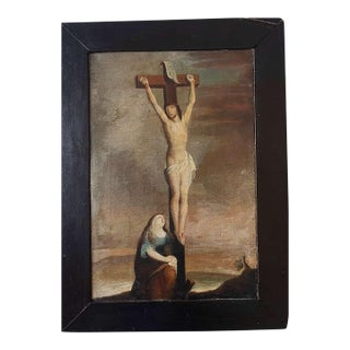 The Crucifixion With Mary Magdalene, Continental School, 19th Century. For Sale