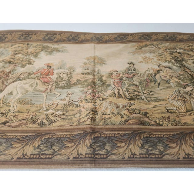 German Tapestry with Hunting Landscape Scene, 1970s For Sale - Image 4 of 18