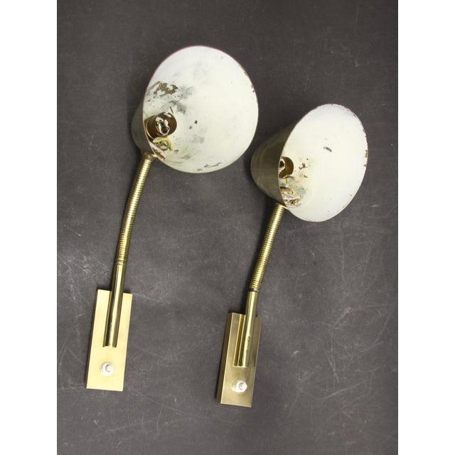 Gold Mid-Century Adjustable Wall Lamps in Brass by Jacques Biny for Luminalité, 1950s, Set of 2 For Sale - Image 8 of 18