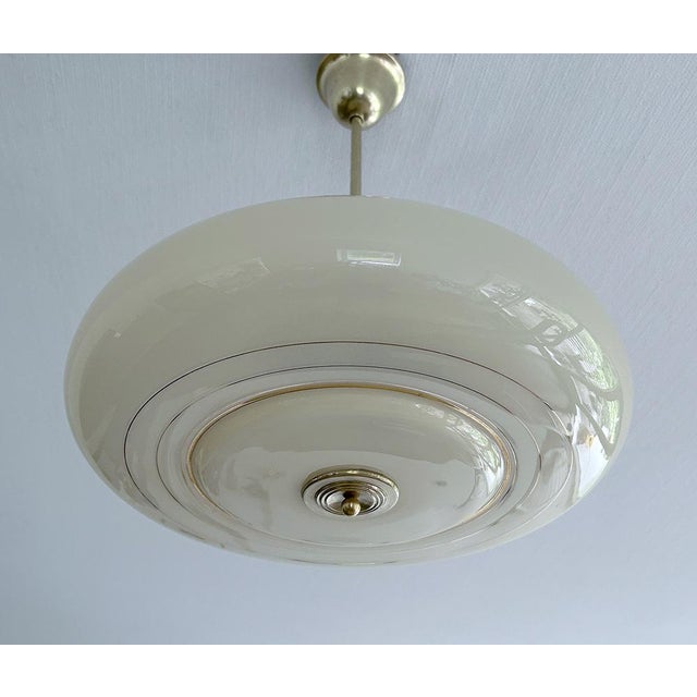 Beige Art Deco Pendant Light in Ivory Glass, 1930s For Sale - Image 8 of 18