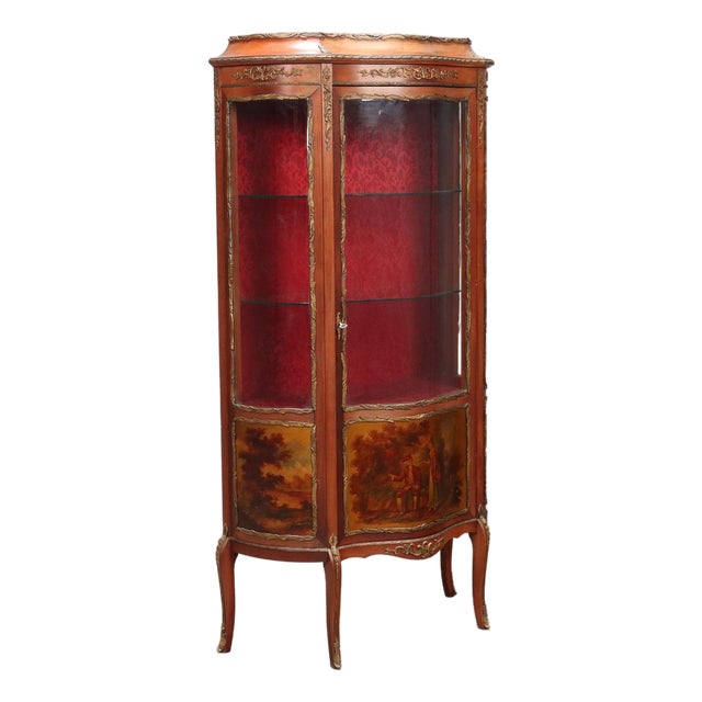 Baroque-Style Mahogany Display Cabinet For Sale