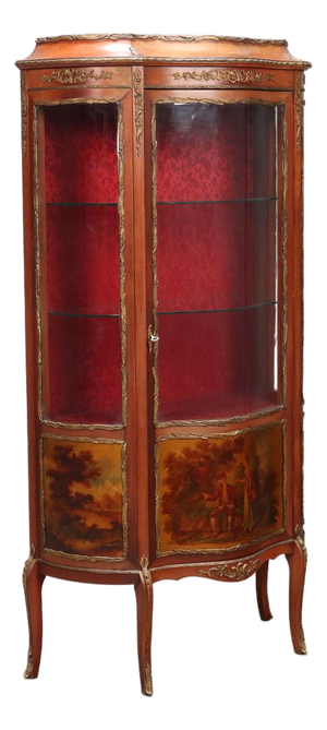 Baroque-Style Mahogany Display Cabinet