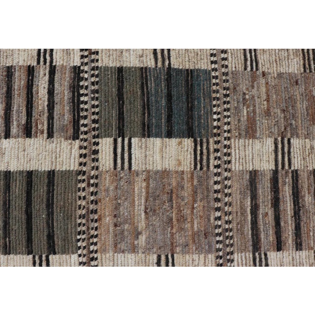 Textile Tribal Design Rug With Checkered Pattern in Teal, and Brown by Keivan Woven Arts For Sale - Image 7 of 11