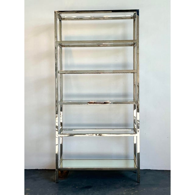 Mid-Century Modern Vintage Chrome and Glass Etagere For Sale - Image 3 of 12