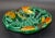 Vallauris France Glazed Woven Ceramic Basket Dark Green Fall Motif Pottery 70 For Sale In Miami - Image 6 of 12