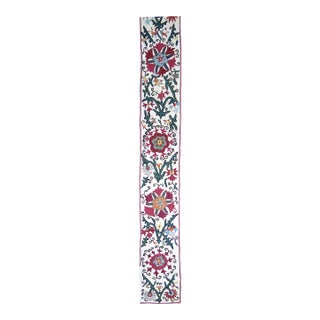 Antique Central Asian Cross Stitch Embroidered Suzani Fragment From Bukhara, Uzbekistan For Sale