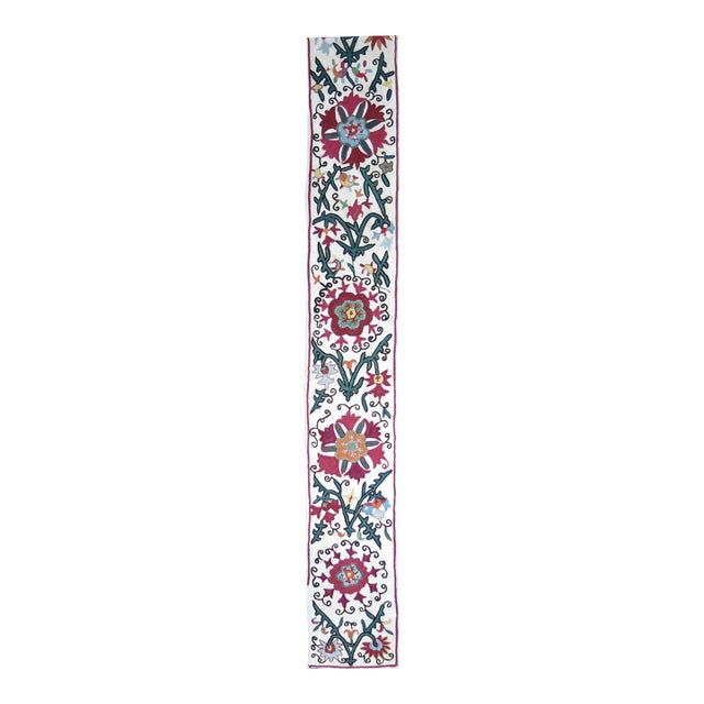 Antique Central Asian Cross Stitch Embroidered Suzani Fragment From Bukhara, Uzbekistan For Sale