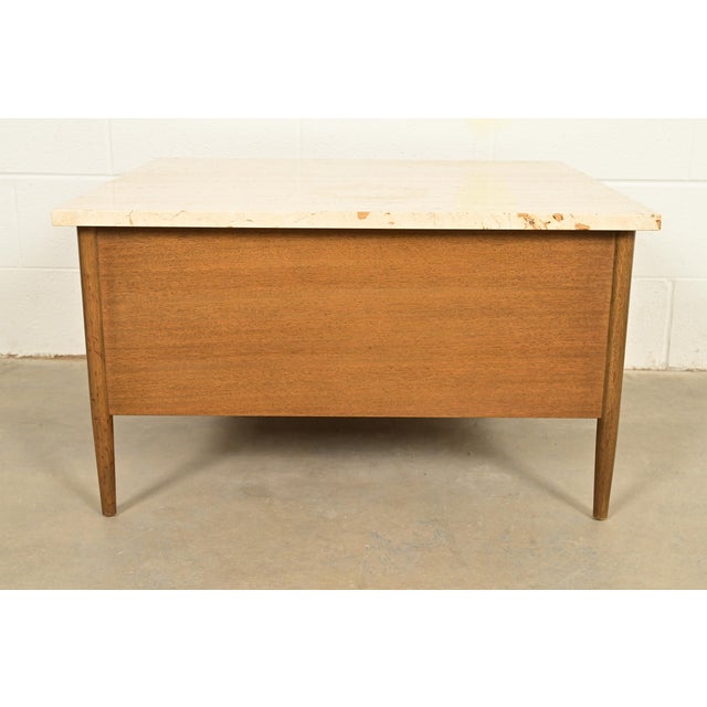 Paul McCobb Connoisseur Collection Mahogany and Travertine Top Cocktail Table, 1950s For Sale - Image 12 of 13