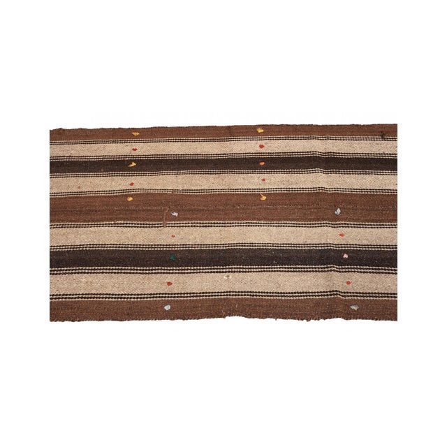 Vintage Brown Striped Kilim Rug - 2`6″ X 6`2″ For Sale - Image 4 of 6
