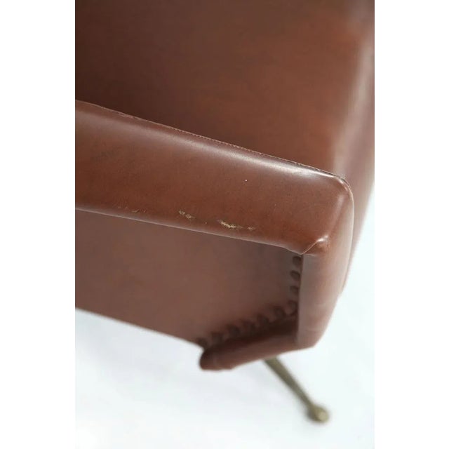 Italian Faux Leather Armchair with Brass Legs, 1950s For Sale - Image 13 of 17