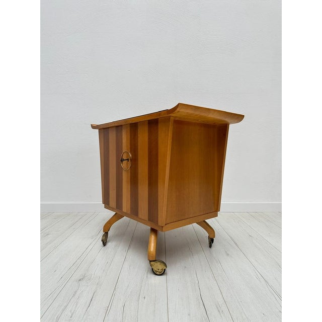 Mid-Century Modern Vintage Walnut Bar Trolley, 1950s For Sale - Image 3 of 7