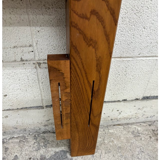 Vintage Queen or Full Size Oak Cannonball Pediment Headboard by Hood