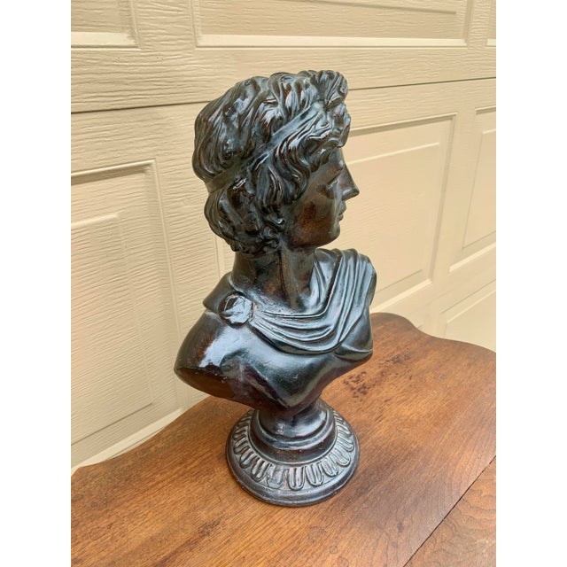 Vintage Neoclassical Apollo Belvedere Bust Sculpture on Pedestal For Sale In South Bend - Image 6 of 11