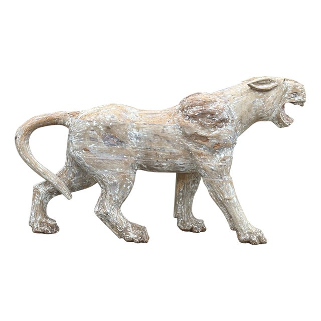 Large Hand Carved Carousel Panther, 1960s, Wood For Sale