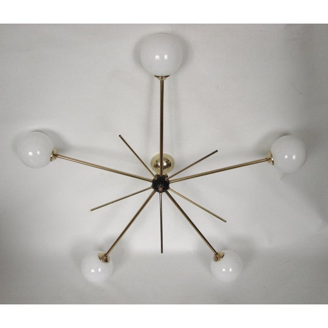 Brass and Glass Chandelier from Stilnovo, 1960s For Sale - Image 6 of 7