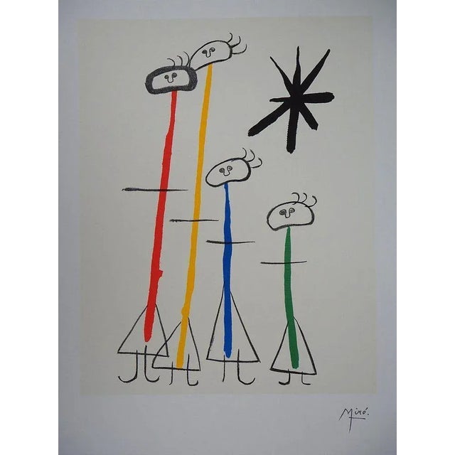 Joan Miro, Surreal Family with Star, Lithograph, 1970s For Sale - Image 8 of 8