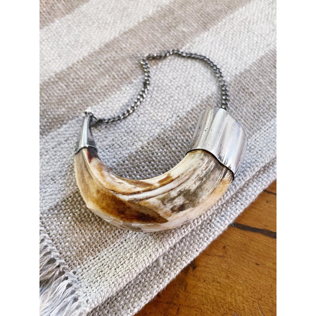 Late 19th Century Antique British Colonial Sterling & Antler Decanter Tag For Sale - Image 5 of 6