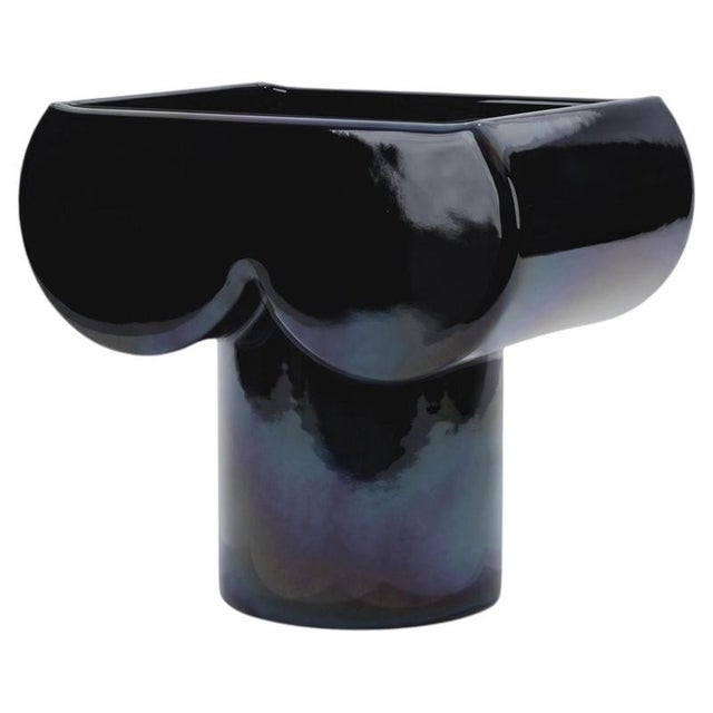 Cnosso Iridescent Black Ceramic Vase by Kazuhide Takahama for Cassina For Sale - Image 9 of 9
