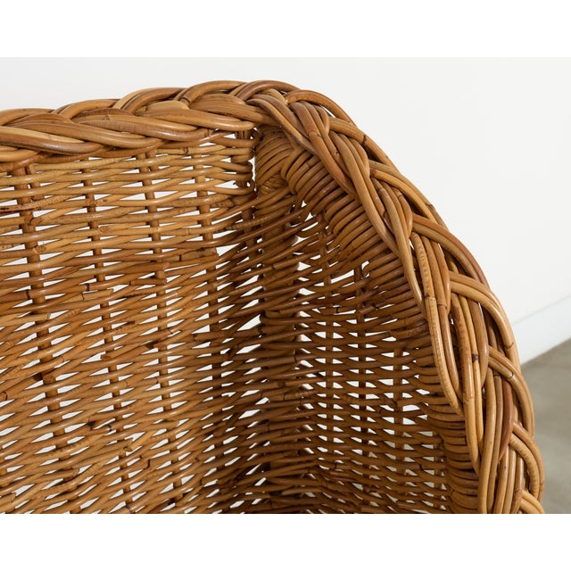 Brown Pair of Organic Modern Woven Rattan Wicker Wingback Headboards For Sale - Image 8 of 17