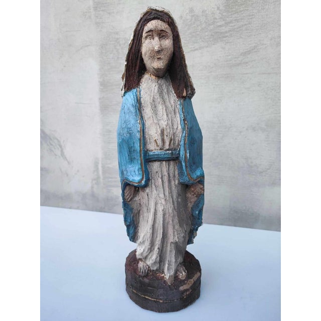 Art Deco Wooden Folk Figurine of the Virgin Mary, 1920s For Sale - Image 10 of 10