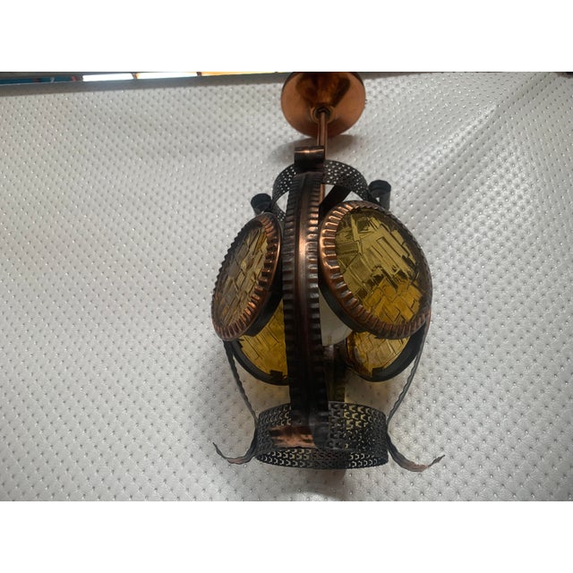Vintage Hanging Lamp in Metal and Copper with Honey Glass, 1970s For Sale - Image 13 of 18