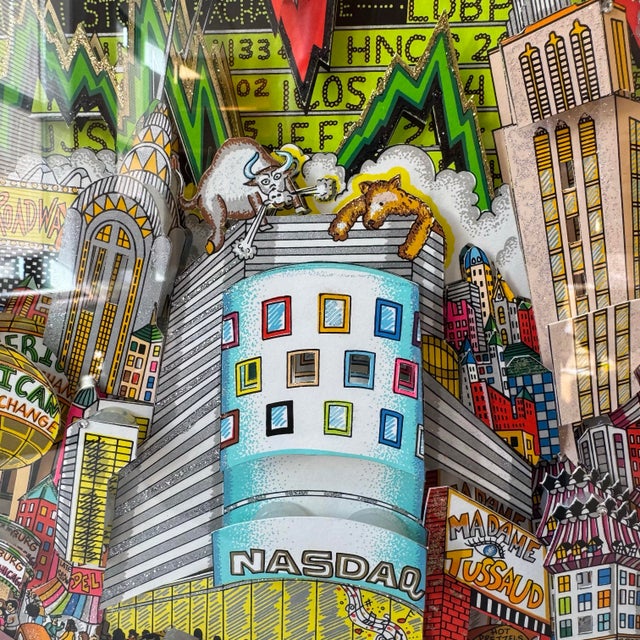 Vintage Original Deluxe Limited Edition Wall Street "Bears-a-Hangin', Bulls-a-Chargin" 3d Artwork by Charles Fazzino For Sale - Image 11 of 12