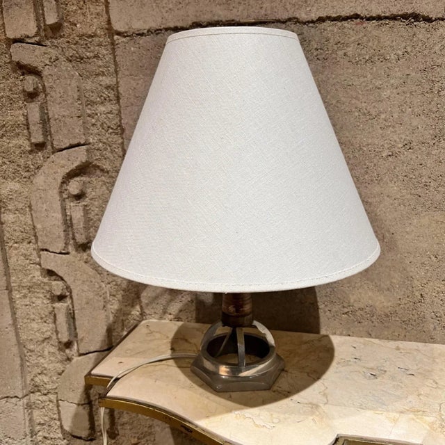 Small Aluminum Table Lamp, Geometric Form, Modern Design, 1980s For Sale - Image 4 of 8