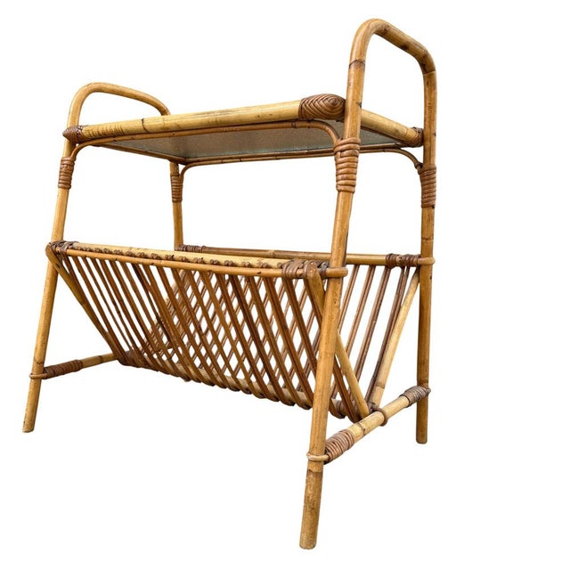 Italian Rattan Side Table, 1950s For Sale - Image 10 of 14