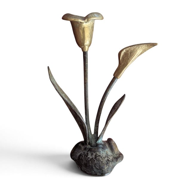 Vintage Brass Lily Flower Candle Holder For Sale - Image 17 of 18